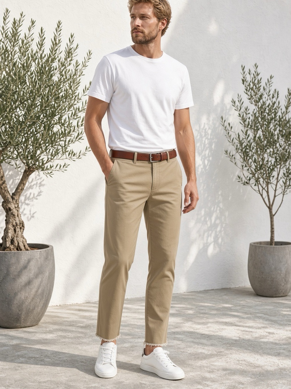 AG The Marshall Khaki Chinos 32x34 Silica Sand Raw Hem NWOT